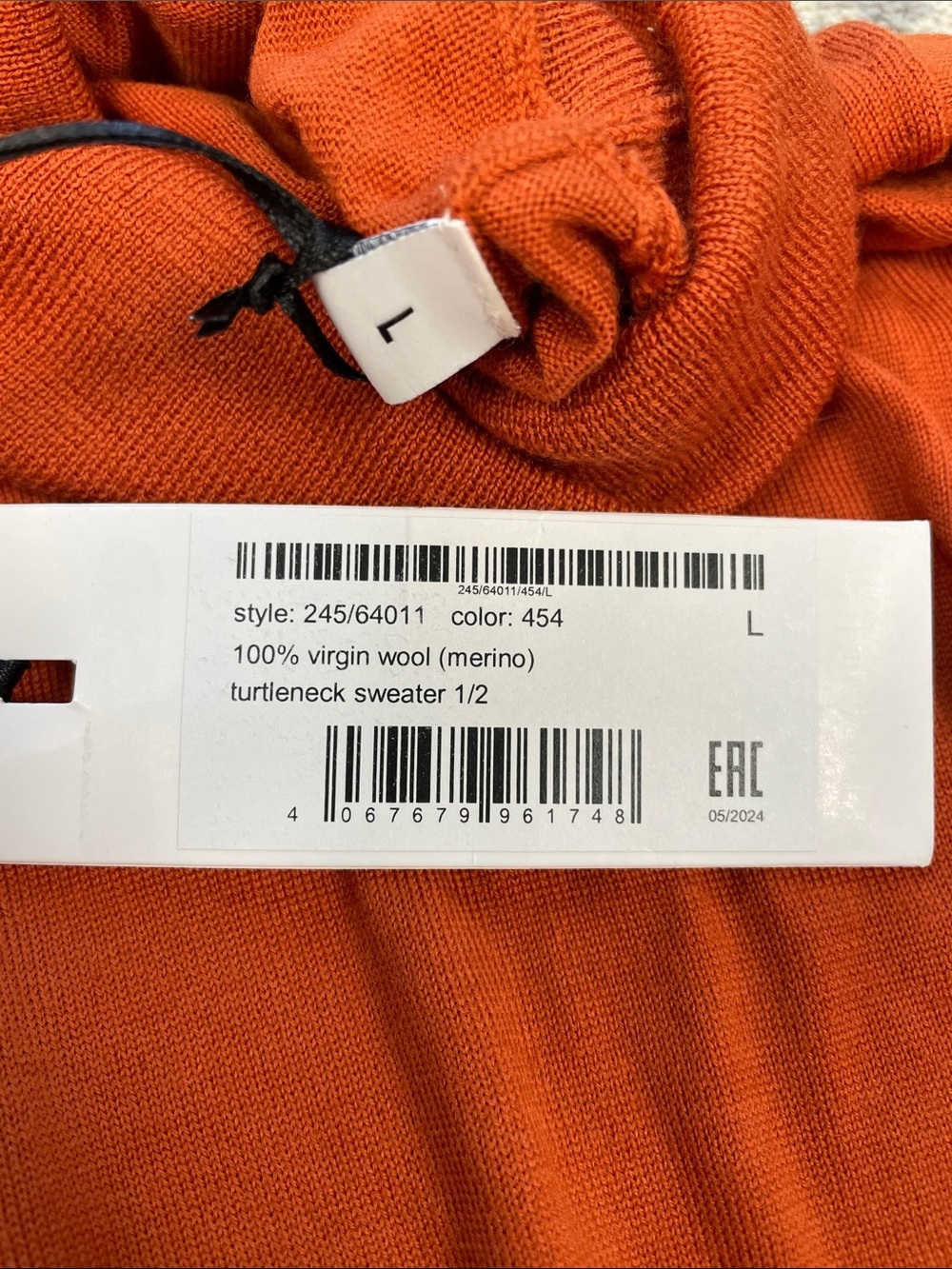 NWT Statement Virgin Wool Short Sleeve Turtleneck Sweater Burnt Orange Sz L - Picture 6 of 10